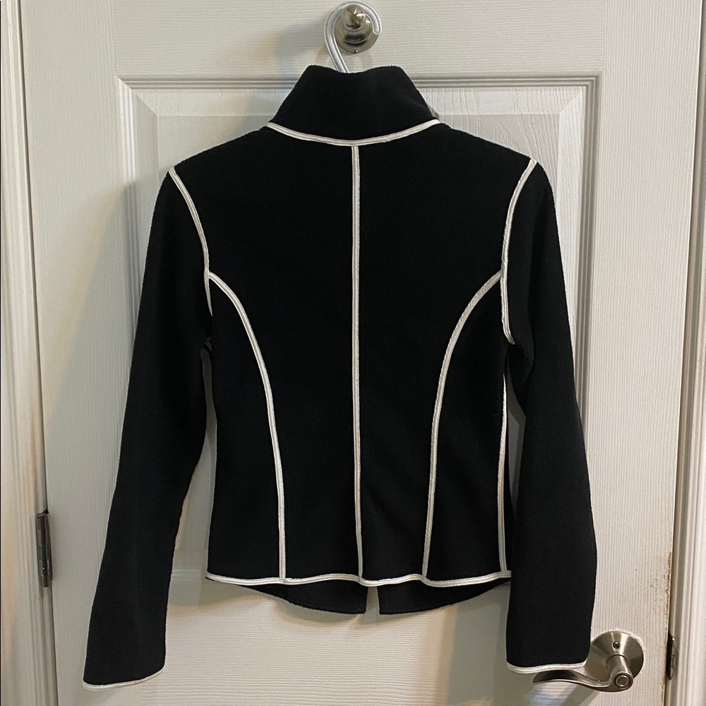 Roots Athletics Womens Fleece Black White Piping Long Sleeve Zip Sweater Size XS - Picture 5 of 6